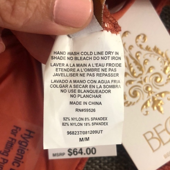 Women’s BECCA Beccaswim Pucker Up Tie Side Swim Bottom Swimwear Ginger M - Picture 14 of 17